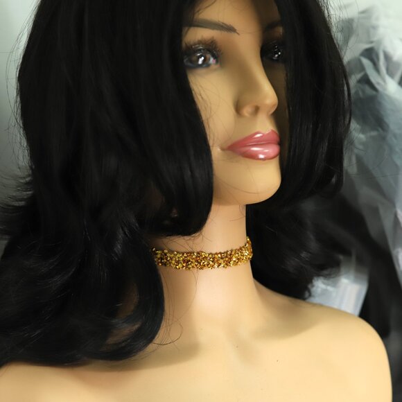 Sparkly Yellow Choker Necklace Adjustable Length Rhinestone Chokers (#35) - Picture 3 of 12